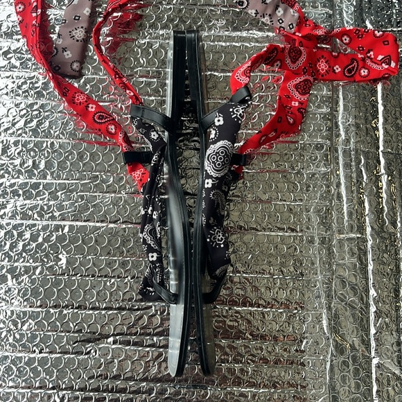 Steve Madden Women's Bandana Sandals - Red, Black, and Pink - Picture 4 of 9